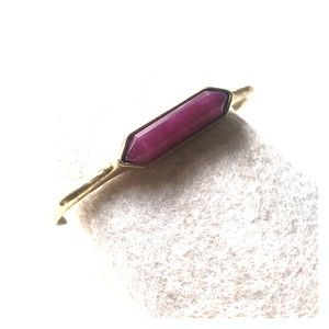 Hammered Gold Cuff w/ Dark Pink Marble Stone